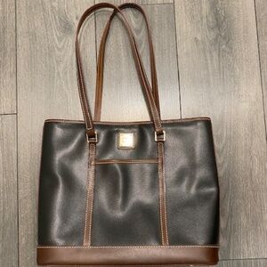Dooney & Burke Cynthia Black Brown Leather Tote